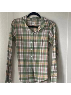 J.Crew The Perfect Shirt Size 6 Green Pink Yellow Plaid Button Down